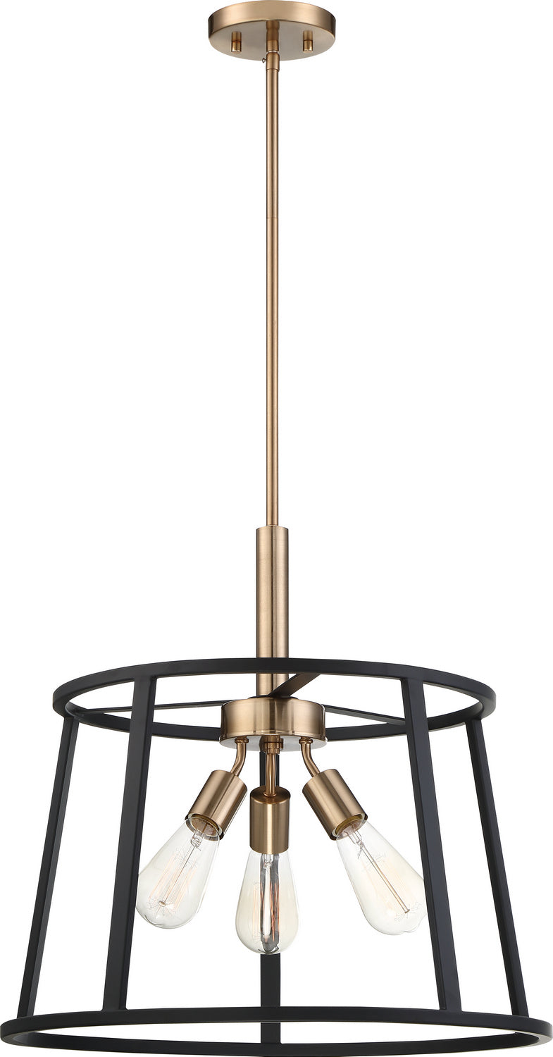 Nuvo Lighting - 60-6642 - Three Light Pendant - Chassis - Copper Brushed Brass / Matte Black