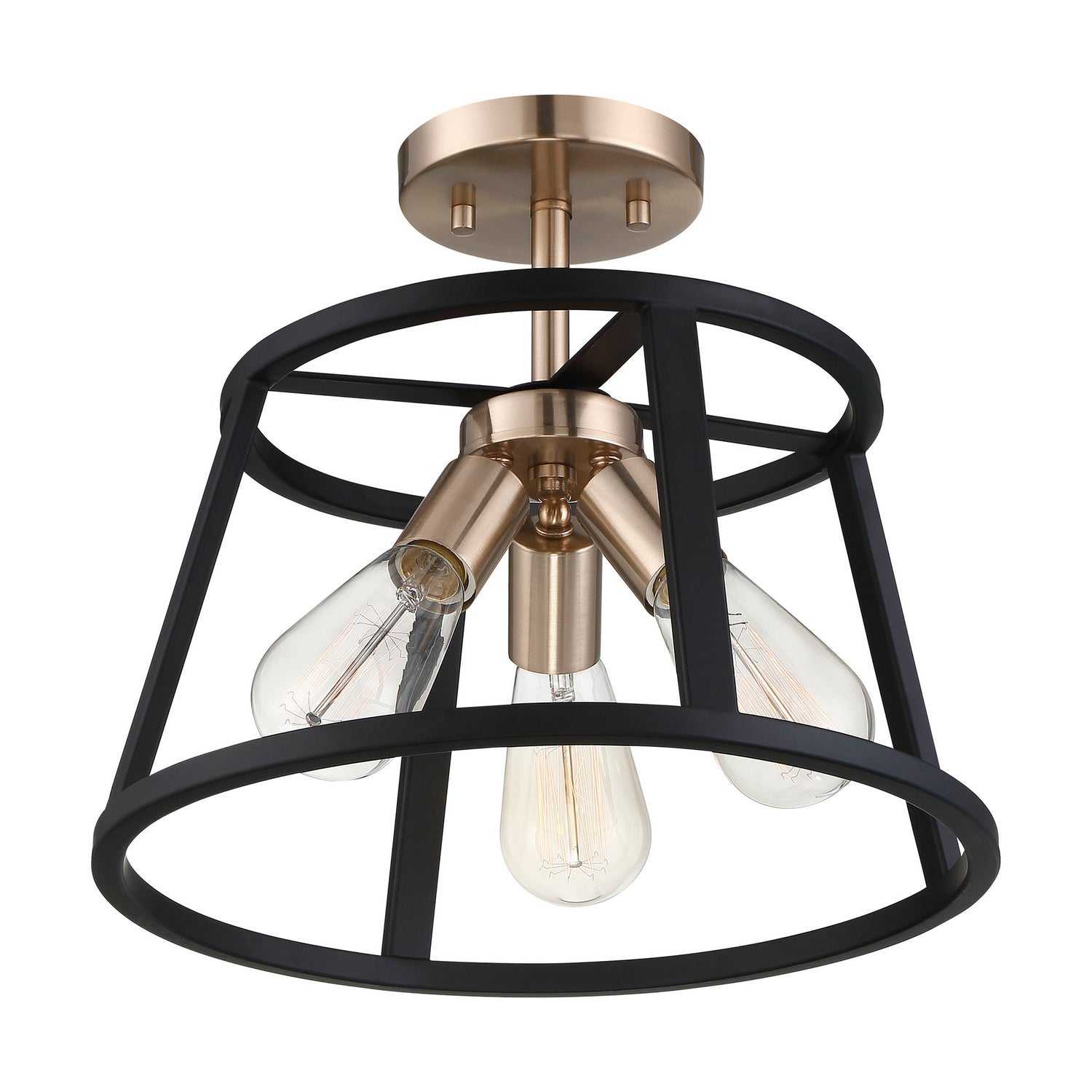 Nuvo Lighting - 60-6643 - Three Light Semi Flush Mount - Chassis - Copper Brushed Brass / Matte Black