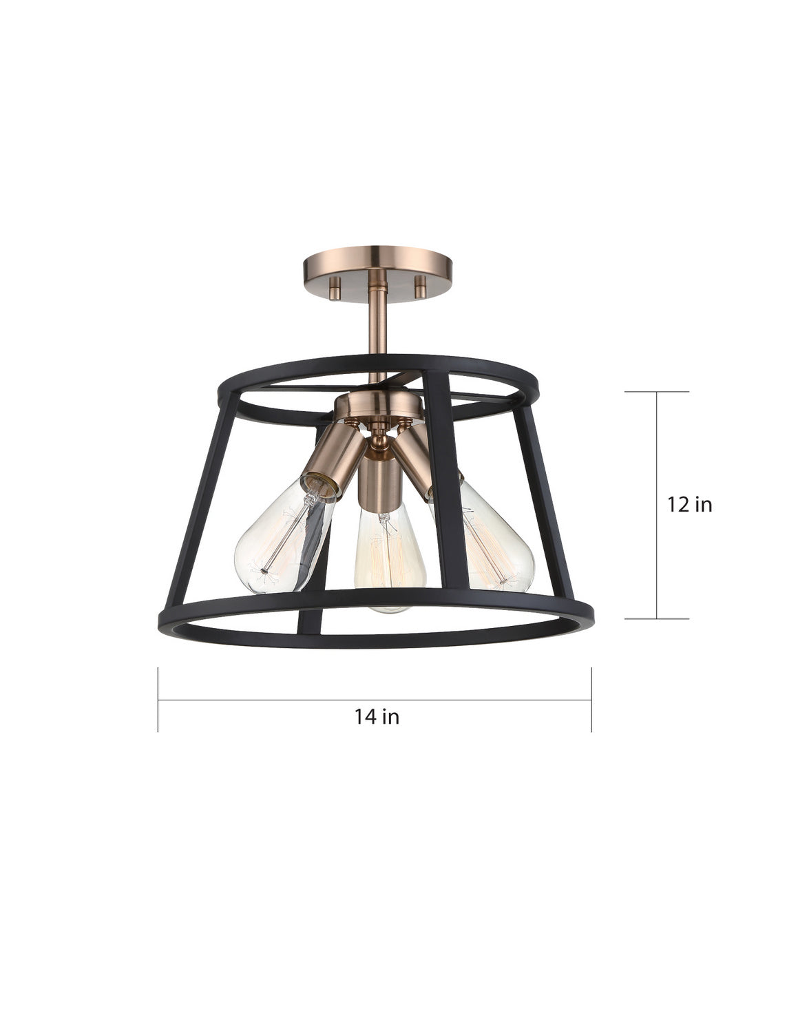 Nuvo Lighting - 60-6643 - Three Light Semi Flush Mount - Chassis - Copper Brushed Brass / Matte Black