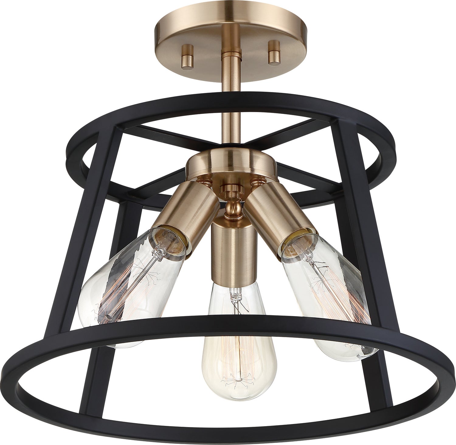 Nuvo Lighting - 60-6643 - Three Light Semi Flush Mount - Chassis - Copper Brushed Brass / Matte Black