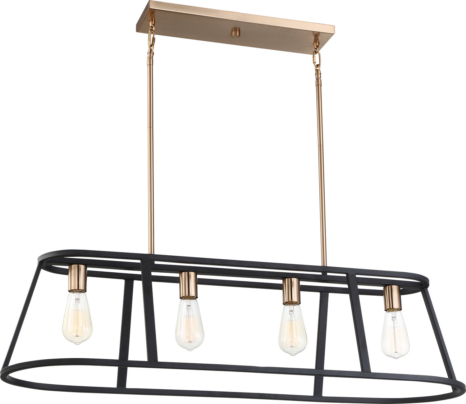 Nuvo Lighting - 60-6644 - Four Light Island Pendant - Chassis - Copper Brushed Brass / Matte Black