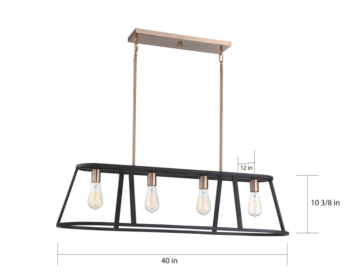 Nuvo Lighting - 60-6644 - Four Light Island Pendant - Chassis - Copper Brushed Brass / Matte Black