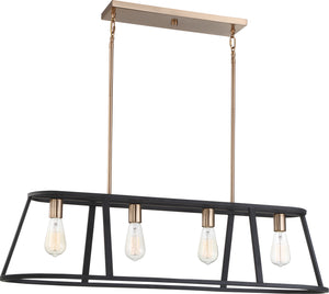 Nuvo Lighting - 60-6644 - Four Light Island Pendant - Chassis - Copper Brushed Brass / Matte Black