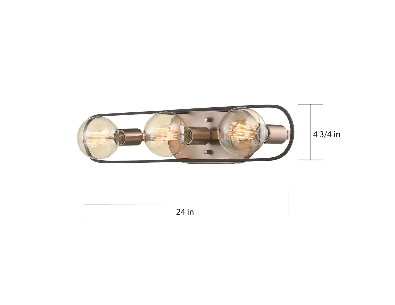 Nuvo Lighting - 60-6653 - Three Light Vanity - Chassis - Copper Brushed Brass / Matte Black