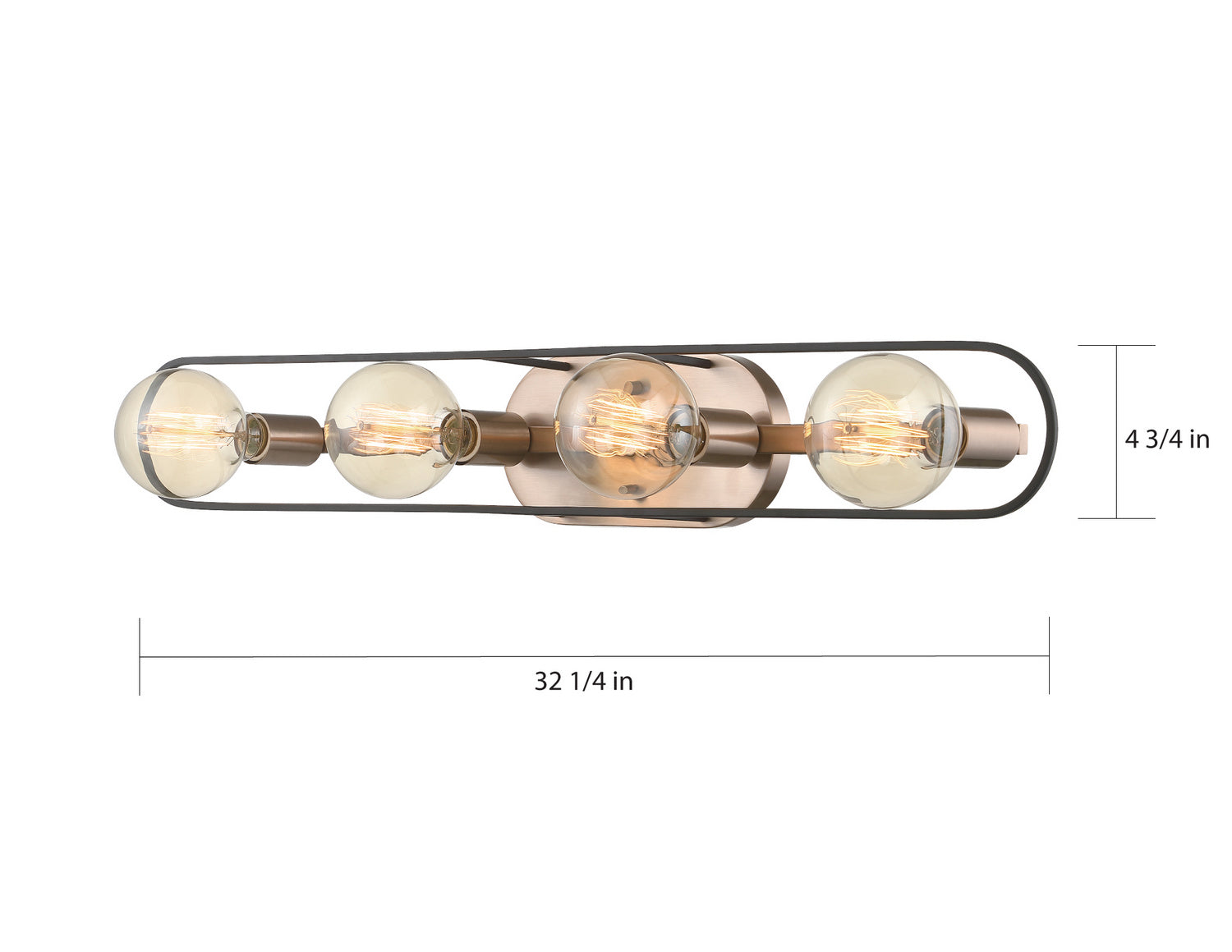 Nuvo Lighting - 60-6654 - Four Light Vanity - Chassis - Copper Brushed Brass / Matte Black