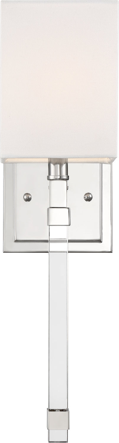 Nuvo Lighting - 60-6682 - One Light Wall Sconce - Thompson - Polished Nickel / White Fabric