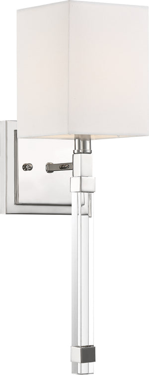 Nuvo Lighting - 60-6682 - One Light Wall Sconce - Thompson - Polished Nickel / White Fabric