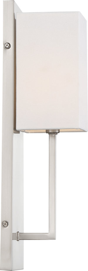 Nuvo Lighting - 60-6691 - One Light Wall Sconce - Vesey - Brushed Nickel / White Fabric