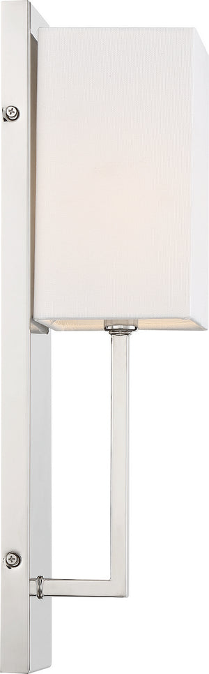 Nuvo Lighting - 60-6693 - One Light Wall Sconce - Vesey - Polished Nickel / White Fabric