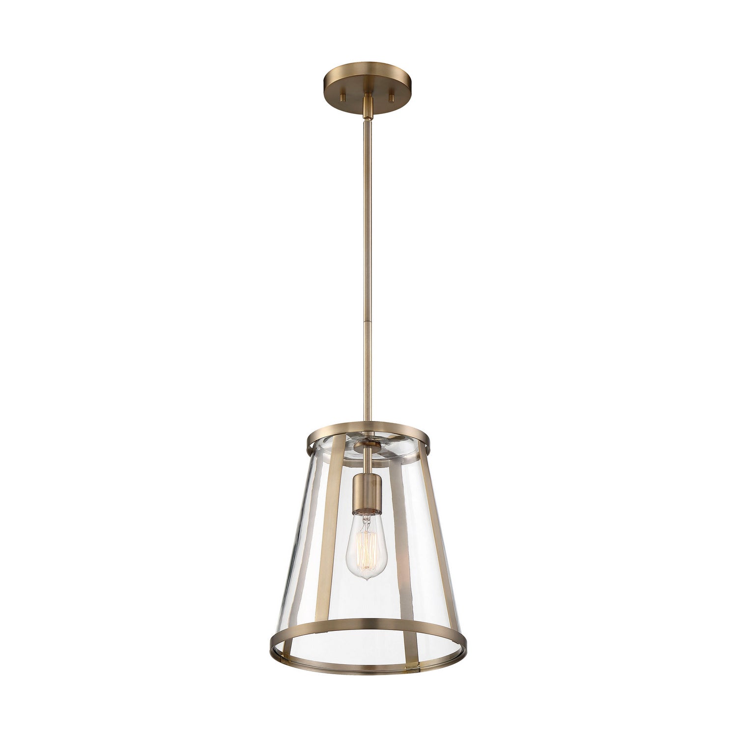 Nuvo Lighting - 60-6697 - One Light Pendant - Bruge - Burnished Brass / Clear