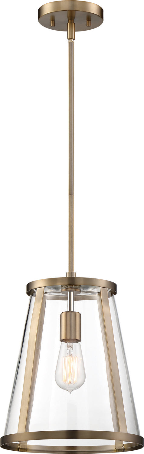 Nuvo Lighting - 60-6697 - One Light Pendant - Bruge - Burnished Brass / Clear