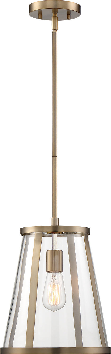 Nuvo Lighting - 60-6697 - One Light Pendant - Bruge - Burnished Brass / Clear