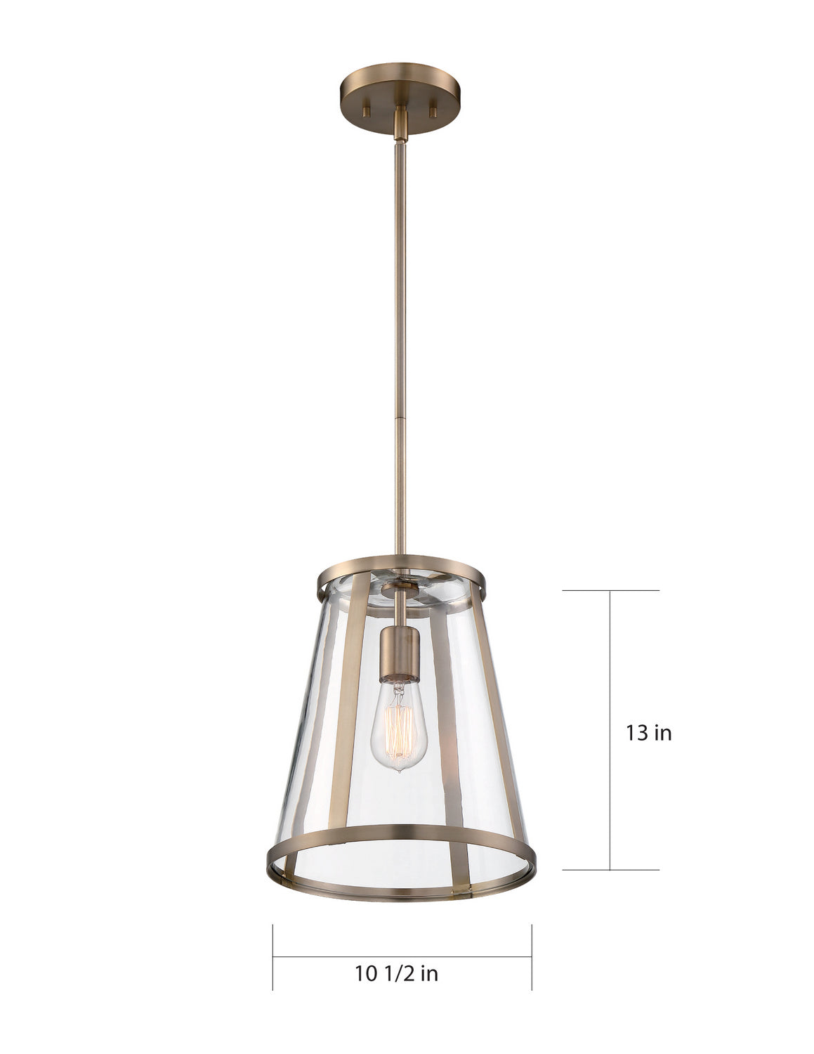 Nuvo Lighting - 60-6697 - One Light Pendant - Bruge - Burnished Brass / Clear