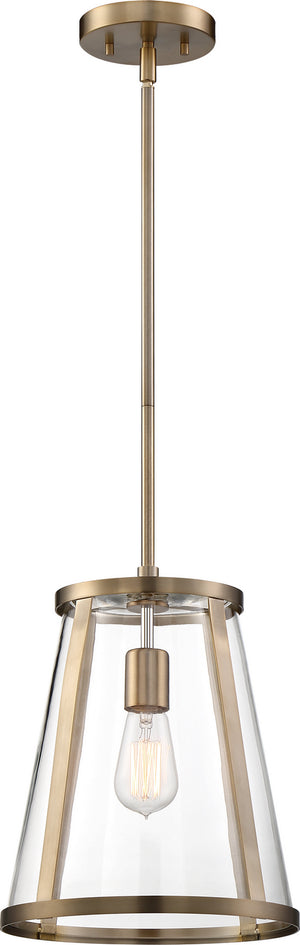 Nuvo Lighting - 60-6697 - One Light Pendant - Bruge - Burnished Brass / Clear