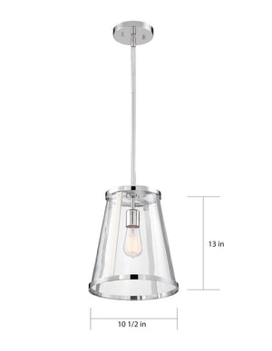 Nuvo Lighting - 60-6698 - One Light Pendant - Bruge - Polished Nickel / Clear Glass