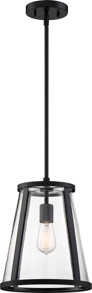 Nuvo Lighting - 60-6699 - One Light Pendant - Bruge - Matte Black / Clear Glass