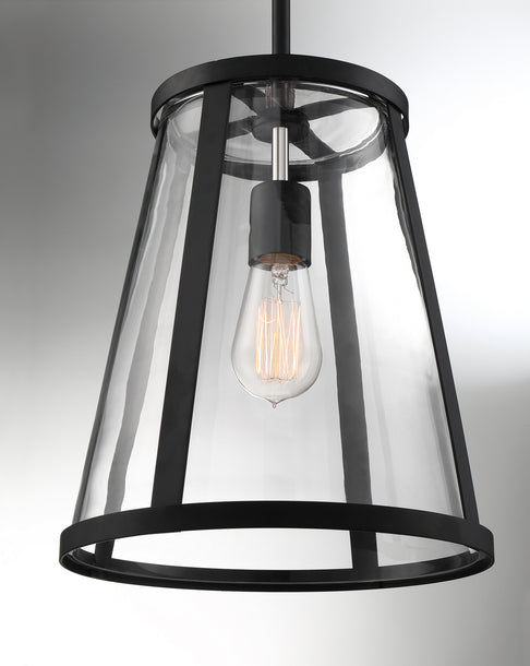 Nuvo Lighting - 60-6699 - One Light Pendant - Bruge - Matte Black / Clear Glass