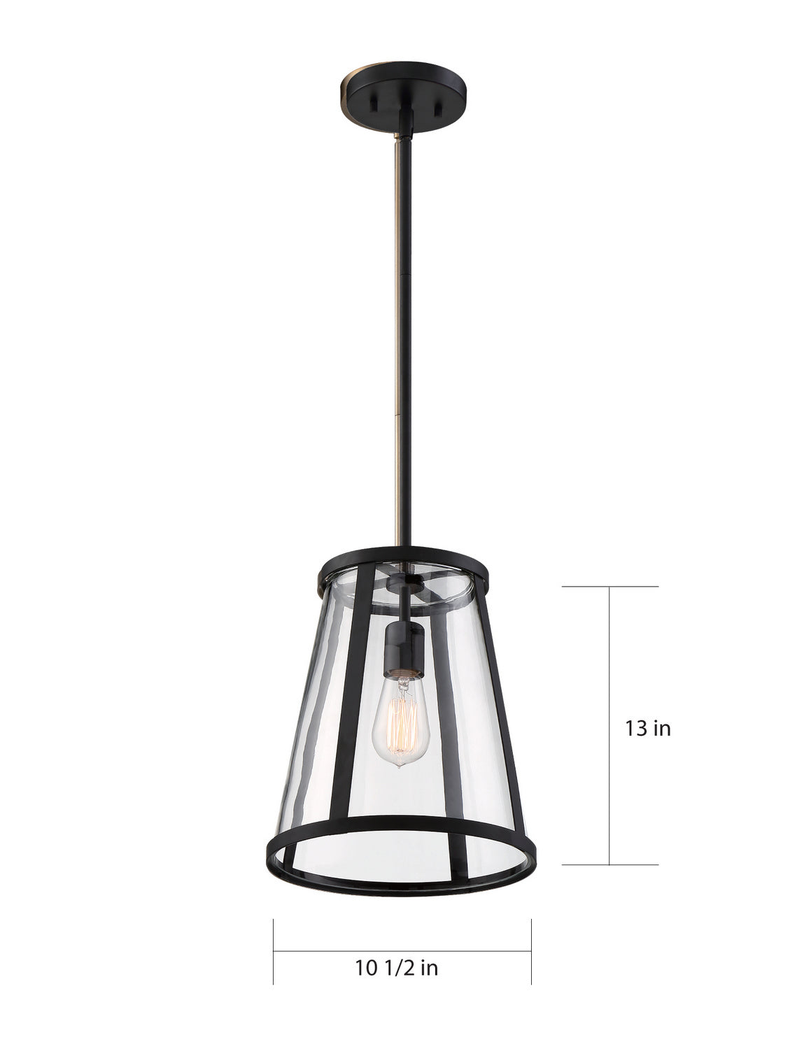 Nuvo Lighting - 60-6699 - One Light Pendant - Bruge - Matte Black / Clear Glass