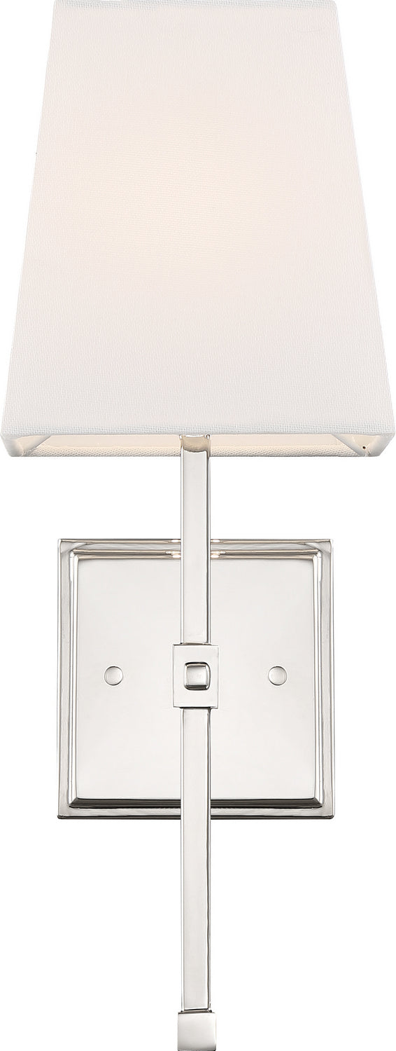 Nuvo Lighting - 60-6708 - One Light Vanity - Highline - Polished Nickel / White Fabric