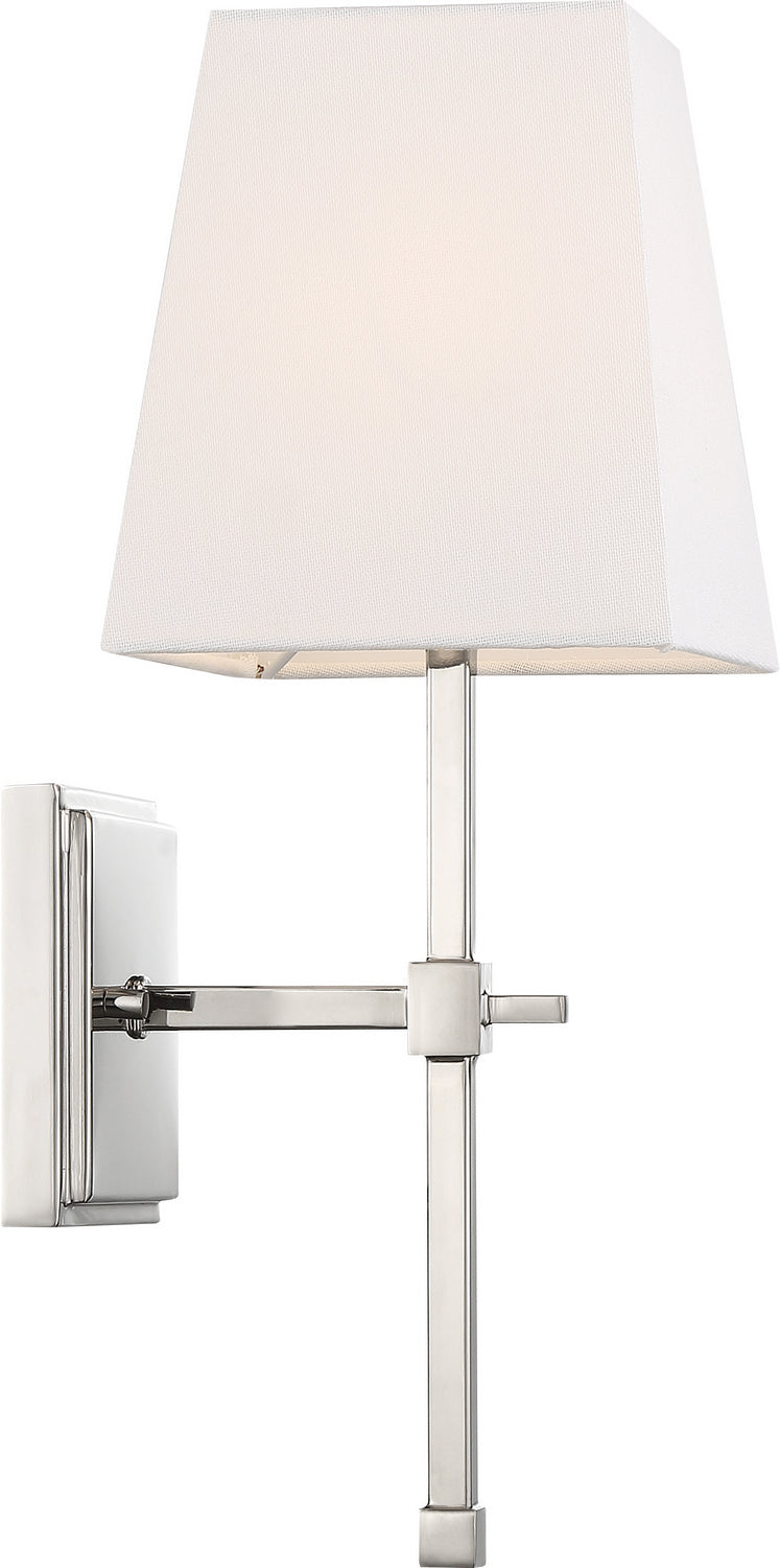 Nuvo Lighting - 60-6708 - One Light Vanity - Highline - Polished Nickel / White Fabric