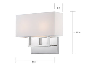 Nuvo Lighting - 60-6718 - Two Light Vanity - Tribeca - Polished Nickel / White Fabric