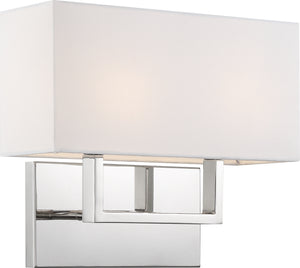 Nuvo Lighting - 60-6718 - Two Light Vanity - Tribeca - Polished Nickel / White Fabric