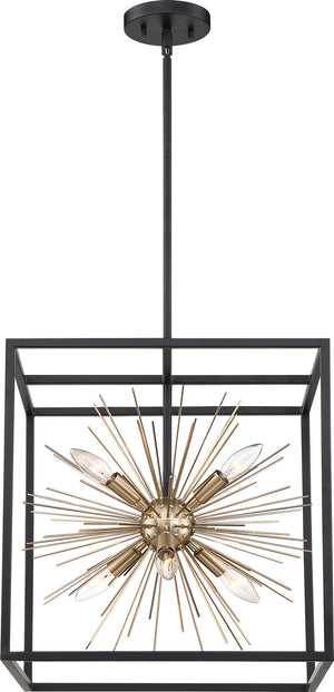 Nuvo Lighting - 60-6730 - Six Light Pendant - Spirefly - Matte Black / Burnished Brass