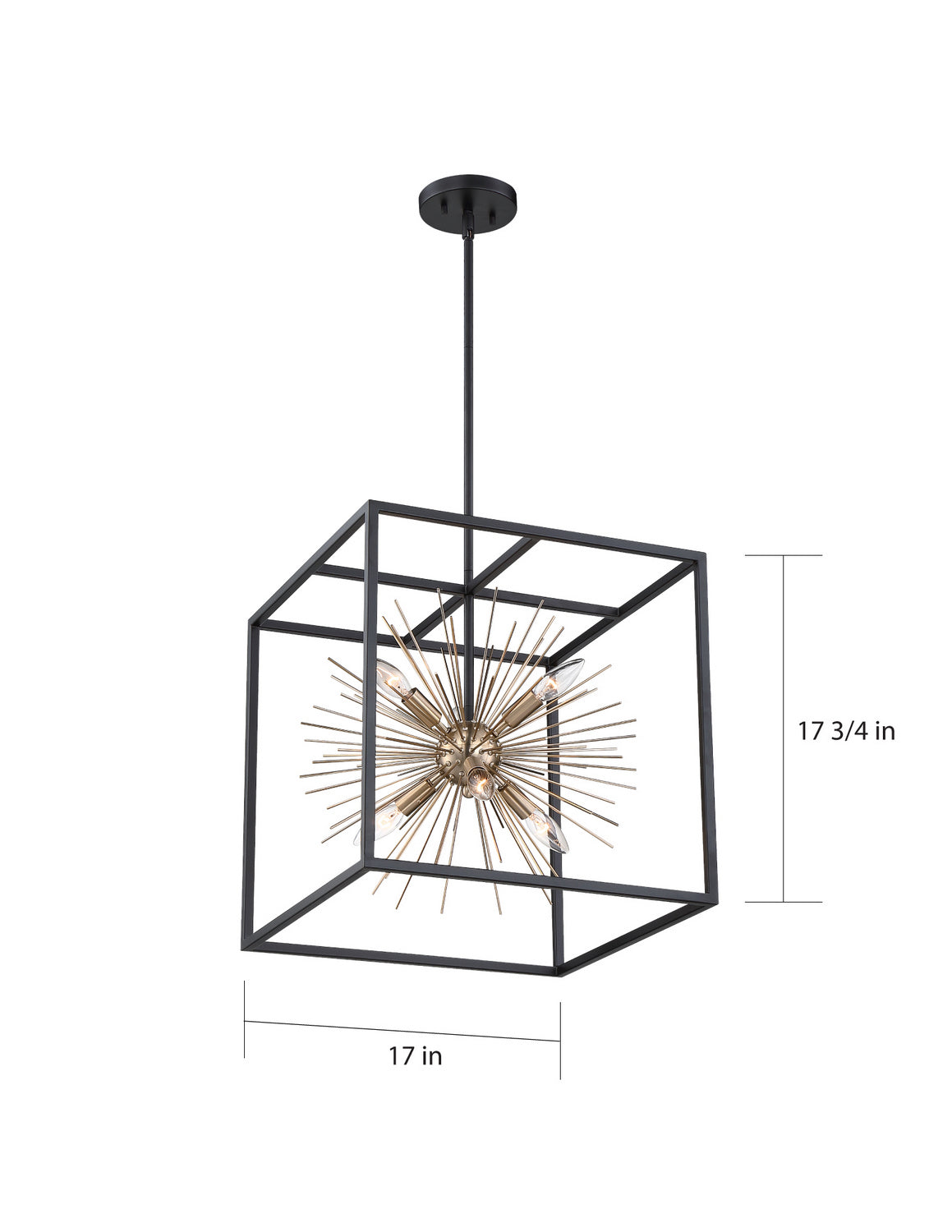 Nuvo Lighting - 60-6730 - Six Light Pendant - Spirefly - Matte Black / Burnished Brass