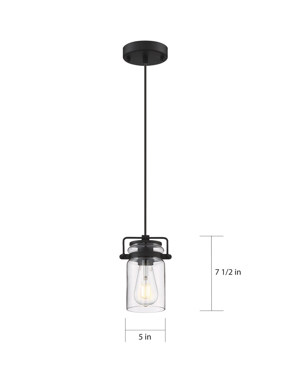 Nuvo Lighting - 60-6732 - One Light Mini Pendant - Antebellum - Matte Black / Clear Glass