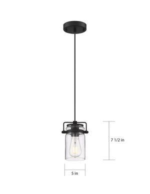 Nuvo Lighting - 60-6732 - One Light Mini Pendant - Antebellum - Matte Black / Clear Glass