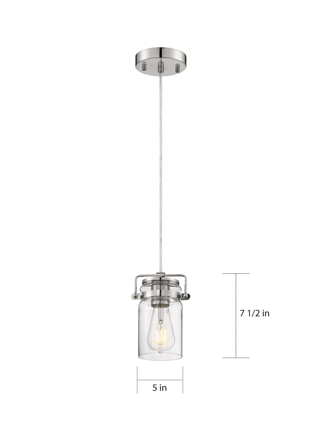 Nuvo Lighting - 60-6734 - One Light Mini Pendant - Antebellum - Polished Nickel / Clear Glass