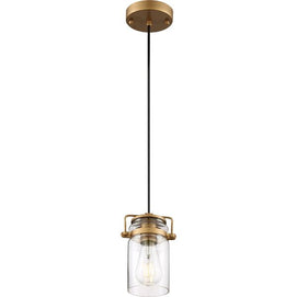 Nuvo Lighting - 60-6735 - One Light Mini Pendant - Antebellum - Vintage Brass / Clear Glass