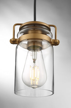 Nuvo Lighting - 60-6735 - One Light Mini Pendant - Antebellum - Vintage Brass / Clear Glass