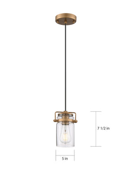 Nuvo Lighting - 60-6735 - One Light Mini Pendant - Antebellum - Vintage Brass / Clear Glass