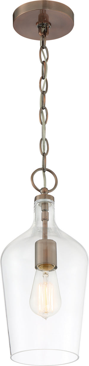 Nuvo Lighting - 60-6748 - One Light Pendant - Hartley - Antique Copper / Clear Glass