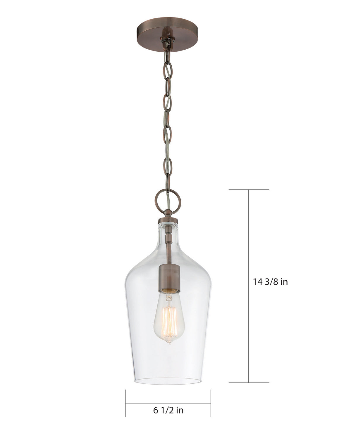 Nuvo Lighting - 60-6748 - One Light Pendant - Hartley - Antique Copper / Clear Glass