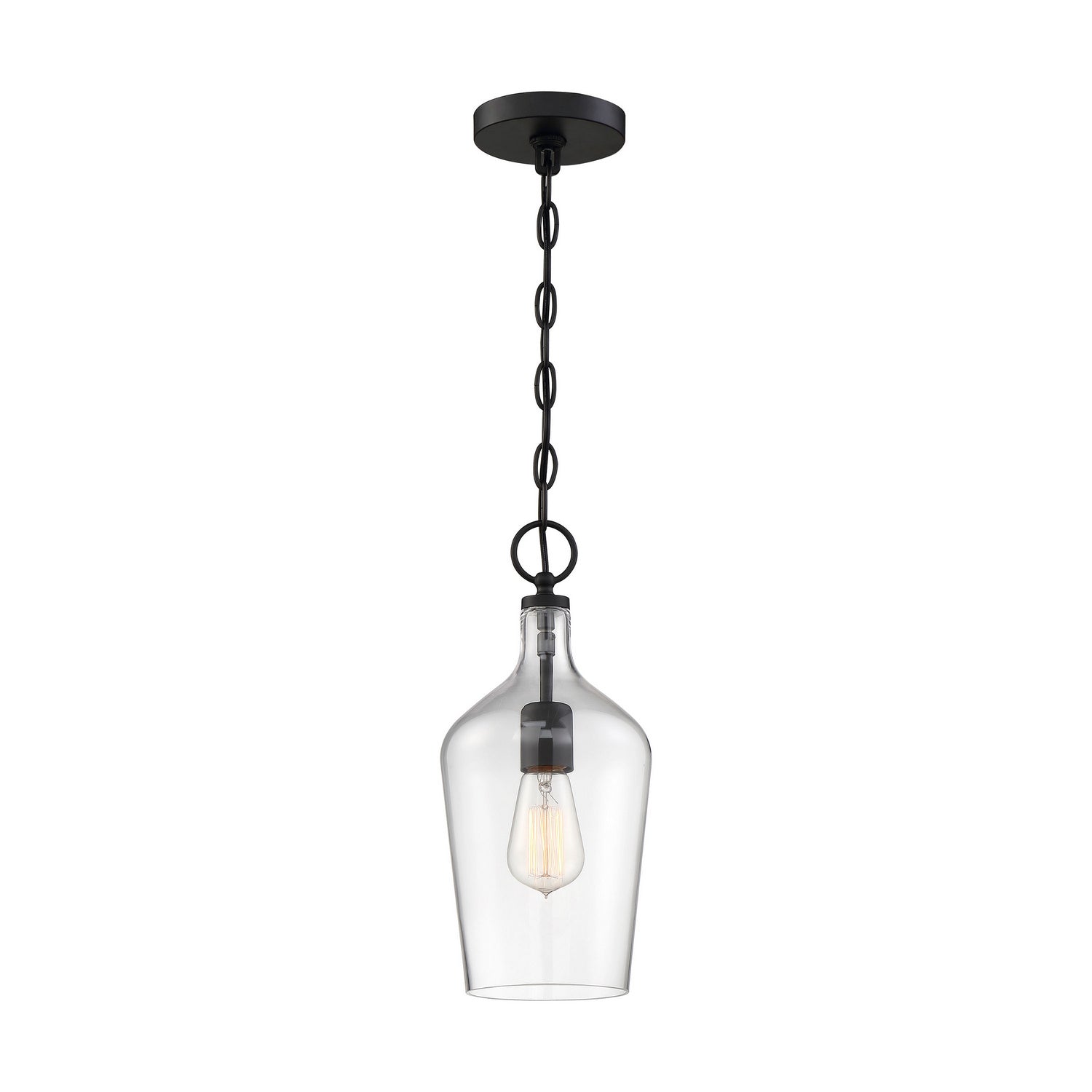 Nuvo Lighting - 60-6749 - One Light Pendant - Hartley - Matte Black / Clear Glass