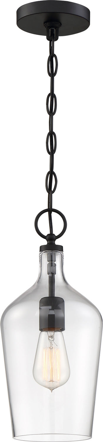 Nuvo Lighting - 60-6749 - One Light Pendant - Hartley - Matte Black / Clear Glass