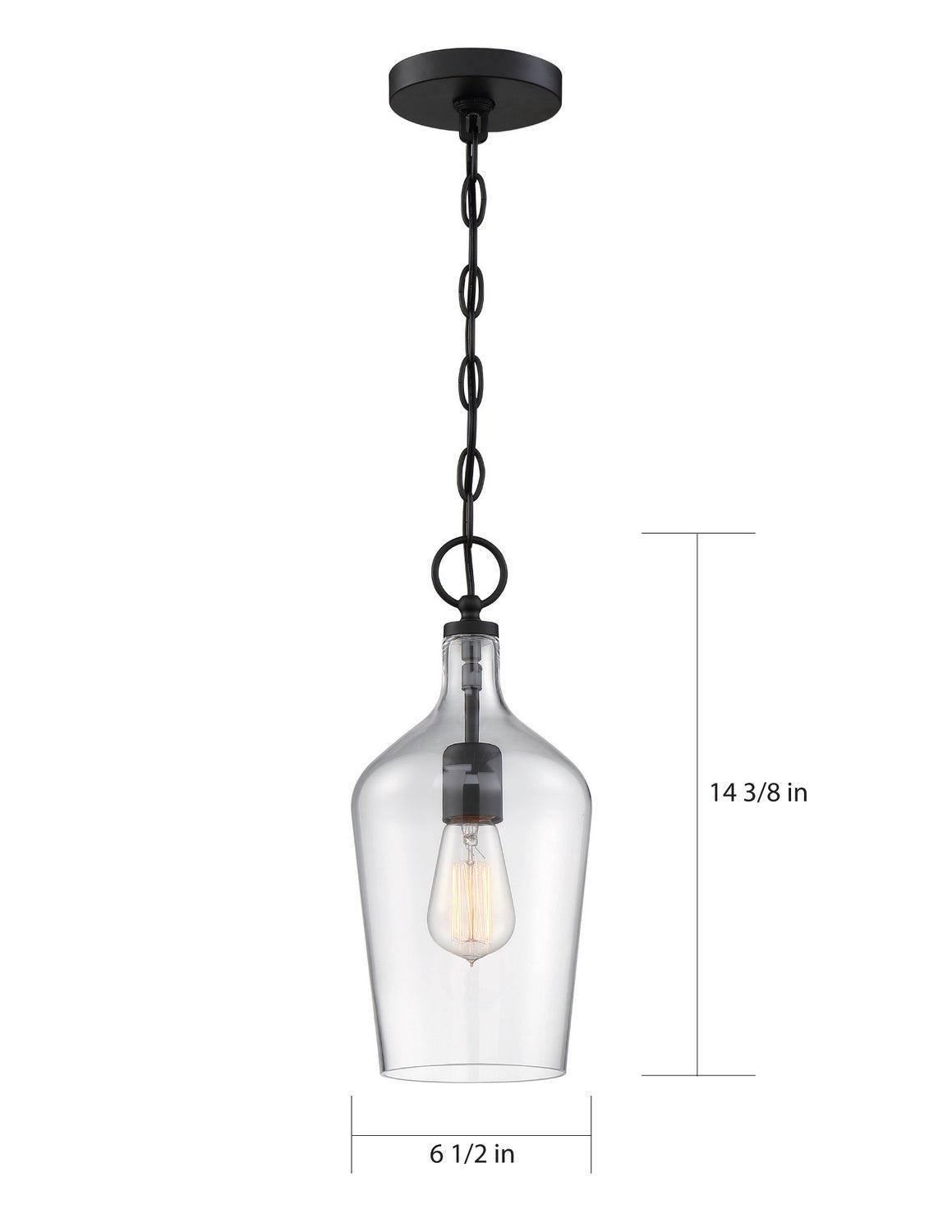 Nuvo Lighting - 60-6749 - One Light Pendant - Hartley - Matte Black / Clear Glass