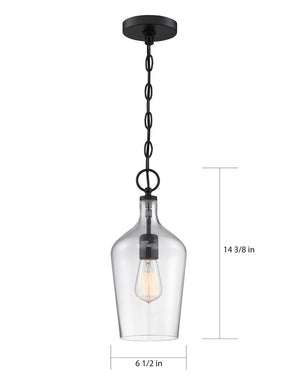 Nuvo Lighting - 60-6749 - One Light Pendant - Hartley - Matte Black / Clear Glass