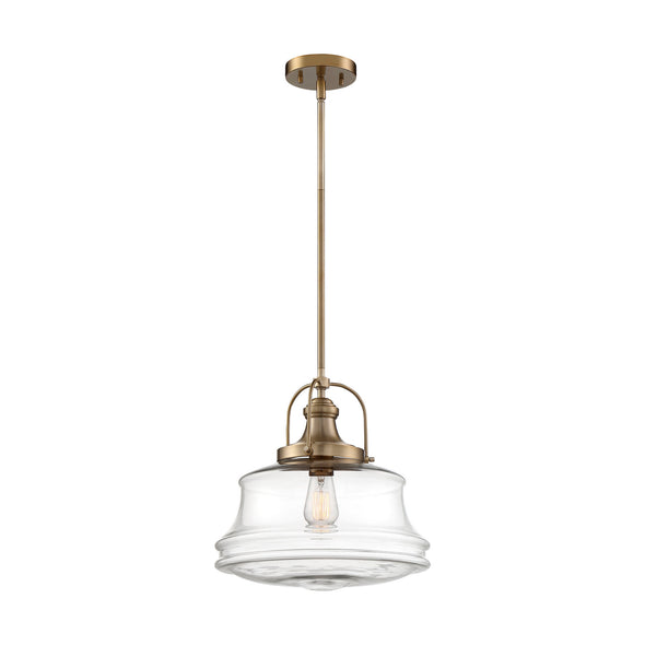 Nuvo Lighting - 60-6757 - One Light Pendant - Basel - Burnished Brass / Clear