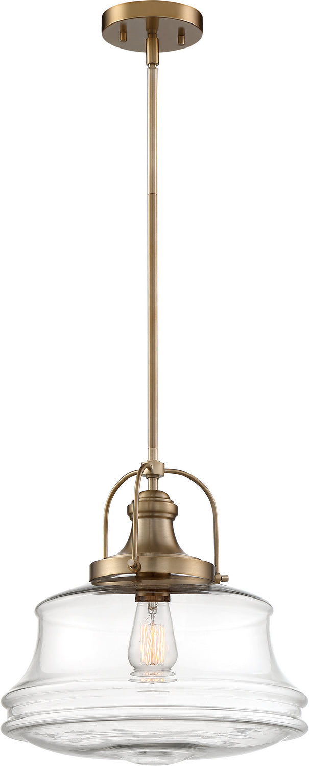 Nuvo Lighting - 60-6757 - One Light Pendant - Basel - Burnished Brass / Clear