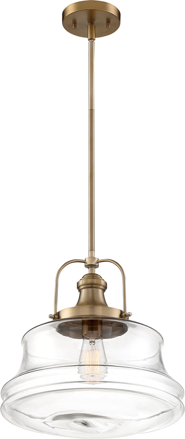 Nuvo Lighting - 60-6757 - One Light Pendant - Basel - Burnished Brass / Clear