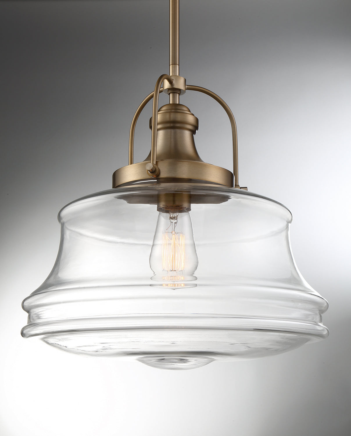 Nuvo Lighting - 60-6757 - One Light Pendant - Basel - Burnished Brass / Clear