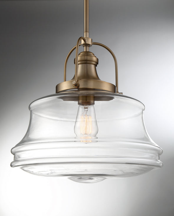 Nuvo Lighting - 60-6757 - One Light Pendant - Basel - Burnished Brass / Clear