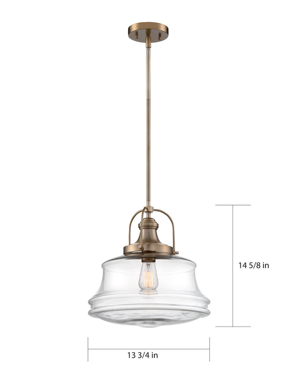 Nuvo Lighting - 60-6757 - One Light Pendant - Basel - Burnished Brass / Clear