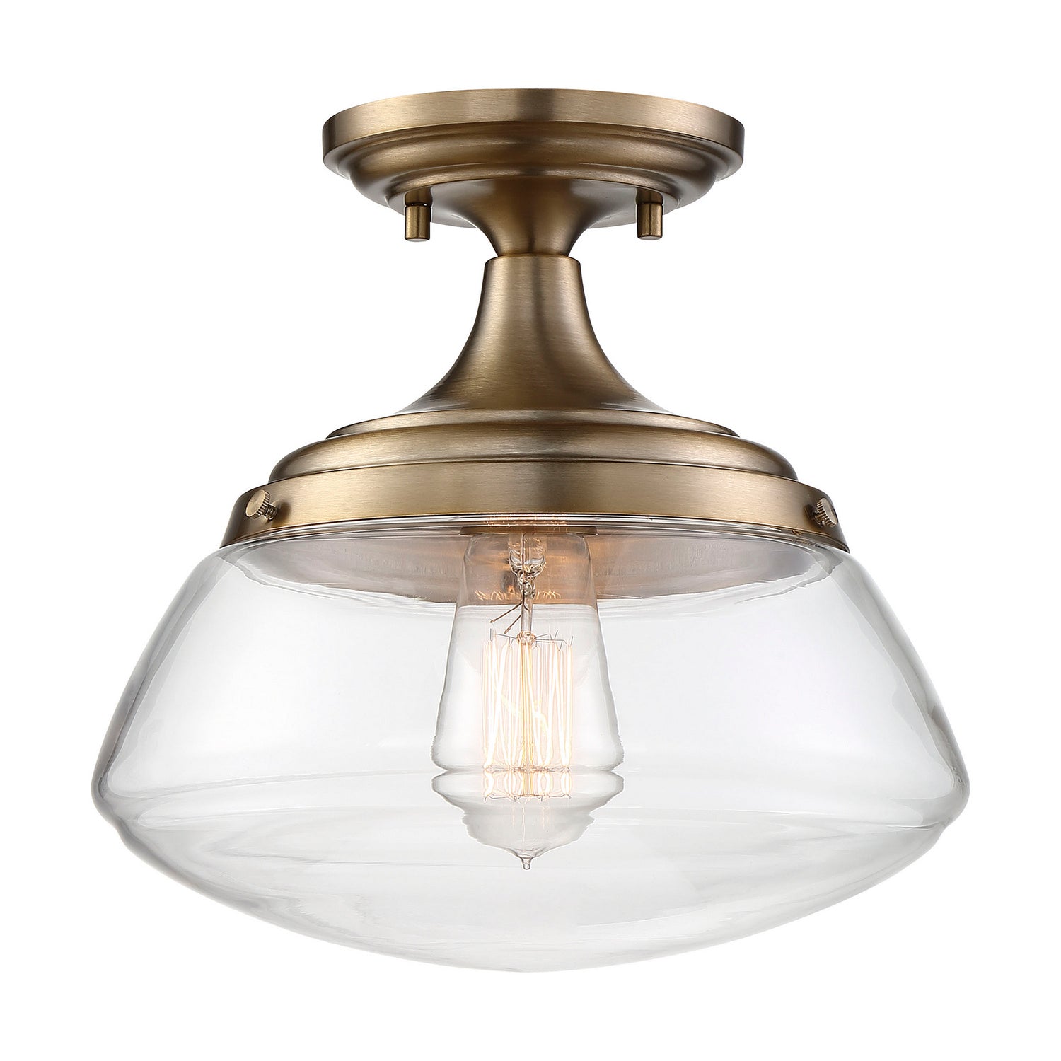 Nuvo Lighting - 60-6797 - One Light Semi Flush Mount - Kew - Burnished Brass / Clear