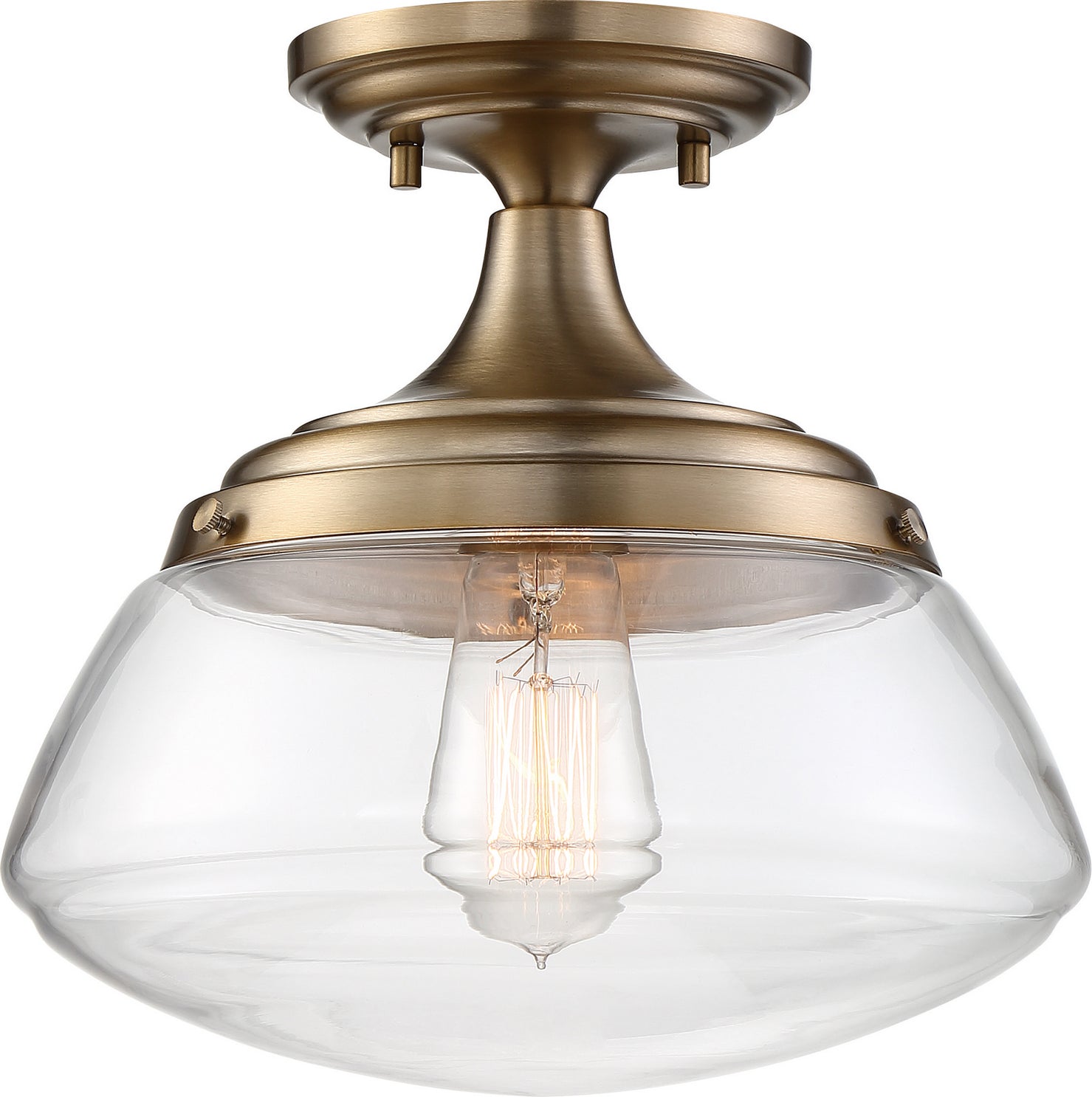 Nuvo Lighting - 60-6797 - One Light Semi Flush Mount - Kew - Burnished Brass / Clear