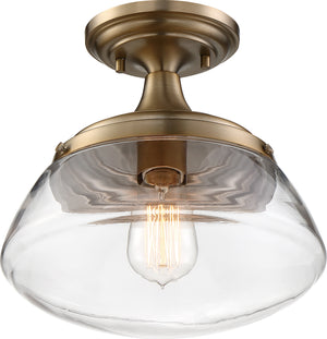 Nuvo Lighting - 60-6797 - One Light Semi Flush Mount - Kew - Burnished Brass / Clear