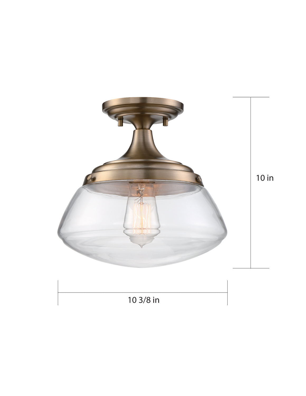 Nuvo Lighting - 60-6797 - One Light Semi Flush Mount - Kew - Burnished Brass / Clear